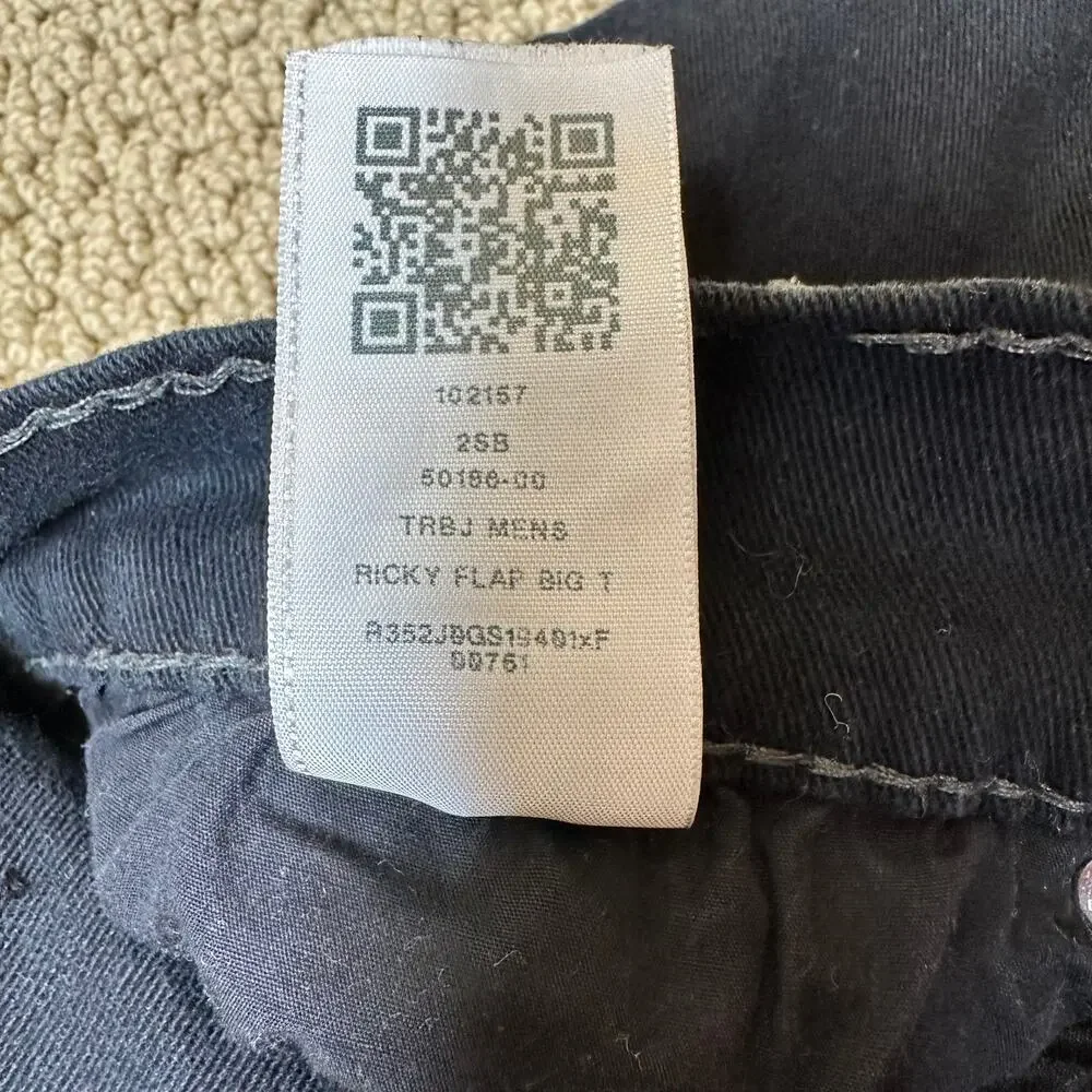 True Religion Ricky Relaxed Straight Body Rinse Black sz 31x31 Y2K Streetwear